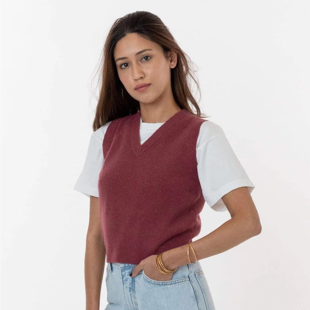 Los Angeles Apparel Cashmere Sweater Vest - Dried Rose - Cute NYC